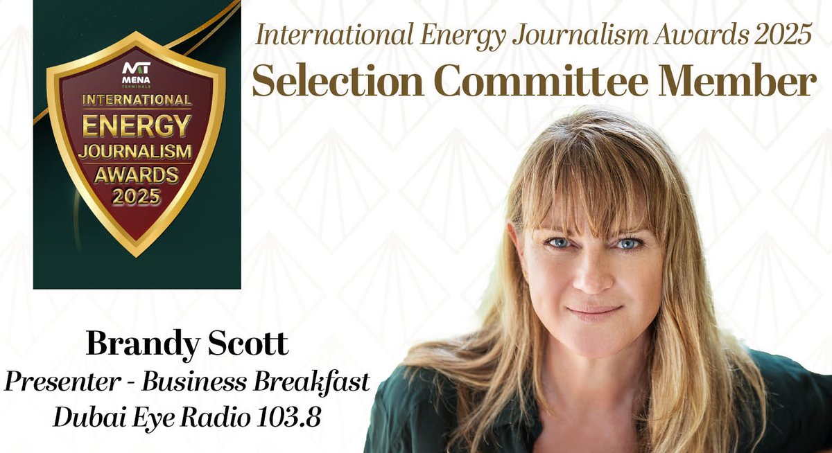 gulf_intel's tweet image. MENA Terminals Fujairah International Energy Journalism Awards 2025 Selection Committee Member - @HeyBrandyScott @DubaiEye1038FM
Register to attend #EMFWEEK25 on this link 👉 lnkd.in/d3Me-dXD
#IEJA2025 #Energy #EMF2025 #EMFWEEK25
