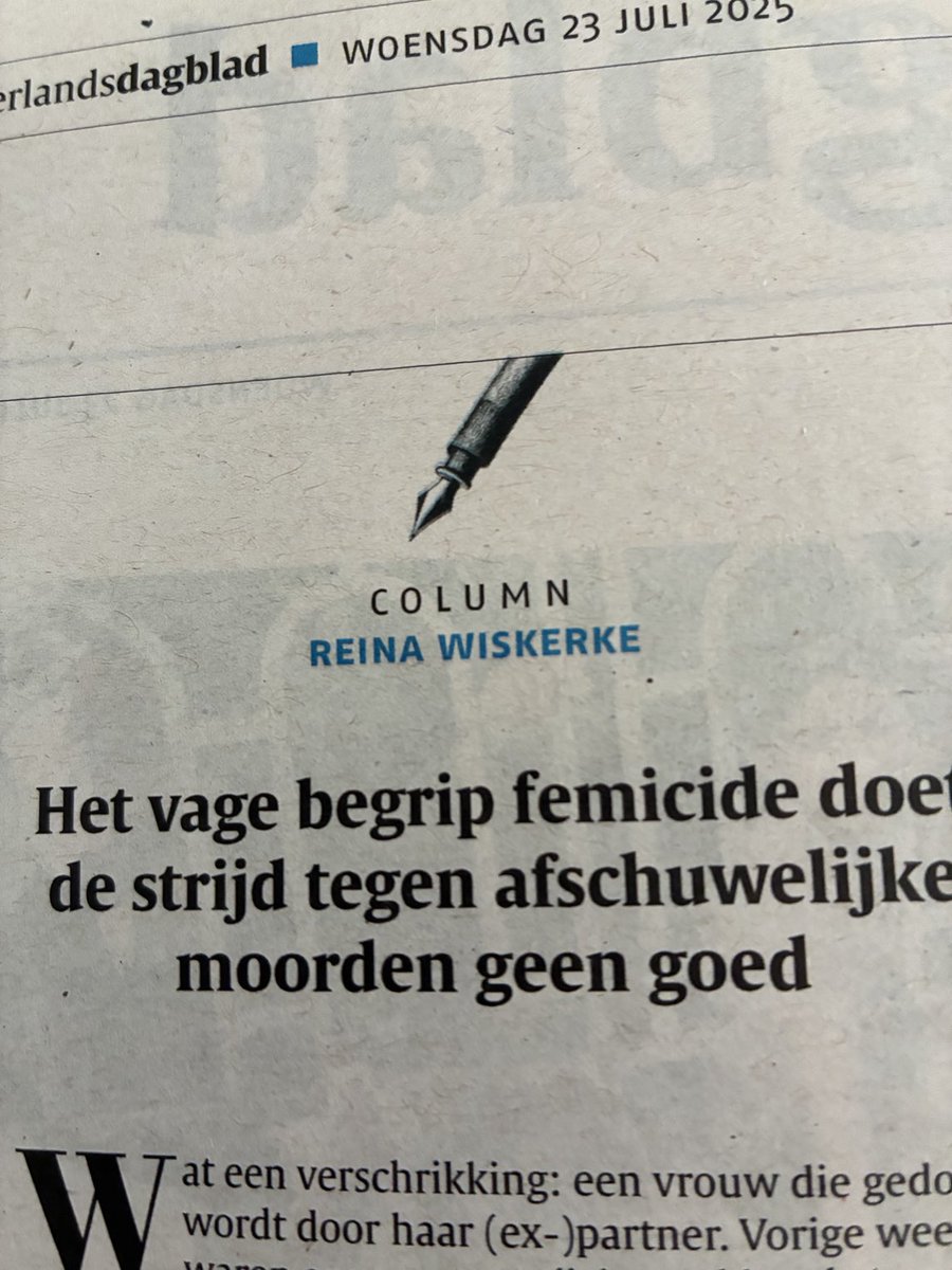 Jan Westert (@janwestert) on Twitter photo Deze column van <a href="/ReinaWiskerke/">Reina Wiskerke</a> Wiskerke verwoordt goed wat ik mijn gevoel is bij de term femicide, een vloeibare term, die te vaag is om afschuwelijke vrouwenmoorden mee te duiden. <a href="/ndnl/">Nederlands Dagblad</a> Deze column van <a href="/ReinaWiskerke/">Reina Wiskerke</a> Wiskerke verwoordt goed wat ik mijn gevoel is bij de term femicide, een vloeibare term, die te vaag is om afschuwelijke vrouwenmoorden mee te duiden. <a href="/ndnl/">Nederlands Dagblad</a>