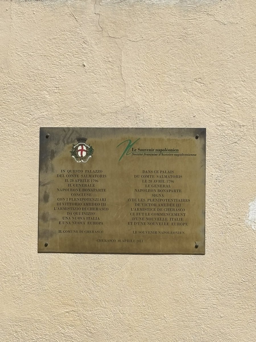 Avril 1796, l’armistice de #Cherasco est signé par Bonaparte avec le roi de #Piémont dans ce palazzo. Première étape d’une campagne d’Italie foudroyante.