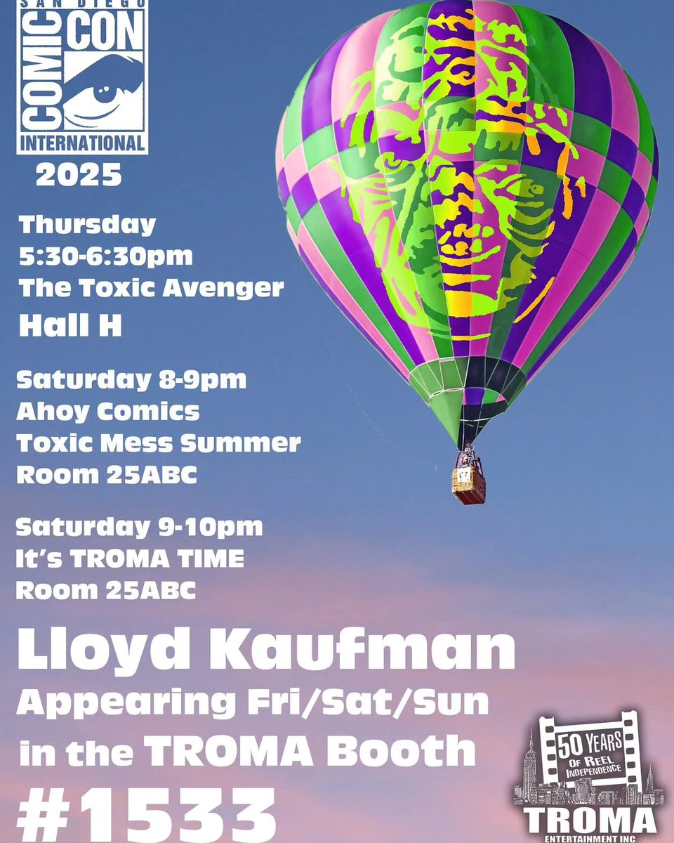 PhillyCyberGeek's tweet image. THE TOXIC AVENGER
Lloyd Kaufman
Macon Blair
Peter Dinklage
Jacob Tremblay
Taylour Paige
Elijah Wood
@Comic_Con #SDCC #SanDiego #California #ComicCon
#ToxicAvenger #Comics #ComicBooks #Superhero #Superheroes #Action #SciFi #Comedy #Horror #HorrorMovies