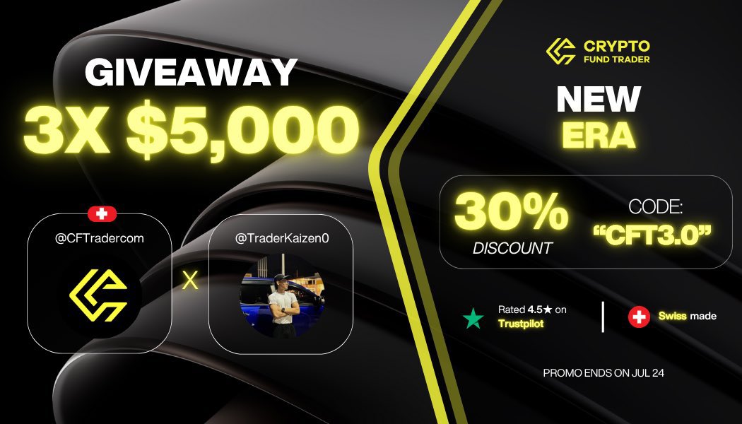 Kaizen | 改善 (@traderkaizen0) on Twitter photo 🚨 3x $5,000 Challenge Giveaway from <a href="/CFTradercom/">Crypto Fund Trader</a> 🚨
Follow :
<a href="/TraderKaizen0/">Kaizen | 改善</a>
<a href="/CFTradercom/">Crypto Fund Trader</a>
<a href="/CFTradercomES/">Crypto Fund Trader Español</a>
Like / RT ❤️
Tag 3 Friends 🫂
Winners in 3 days! ⏱️ 🚨 3x $5,000 Challenge Giveaway from <a href="/CFTradercom/">Crypto Fund Trader</a> 🚨
Follow :
<a href="/TraderKaizen0/">Kaizen | 改善</a>
<a href="/CFTradercom/">Crypto Fund Trader</a>
<a href="/CFTradercomES/">Crypto Fund Trader Español</a>
Like / RT ❤️
Tag 3 Friends 🫂
Winners in 3 days! ⏱️