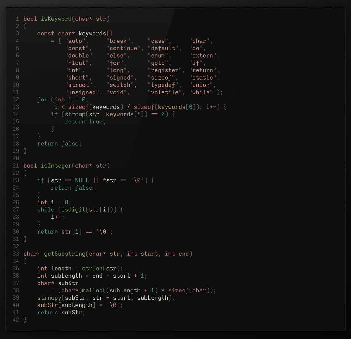 _trish_xD's tweet image. Build a lexical analyzer in C
- tokenizes into keywords, identifiers, integers & operators
- handles delimiters and validates identifiers
- recognizes all 32 C keywords
- processes expressions like "int x=ab+bc+30+switch+ 0y"
source code: github.com/dexter-xD/proj…