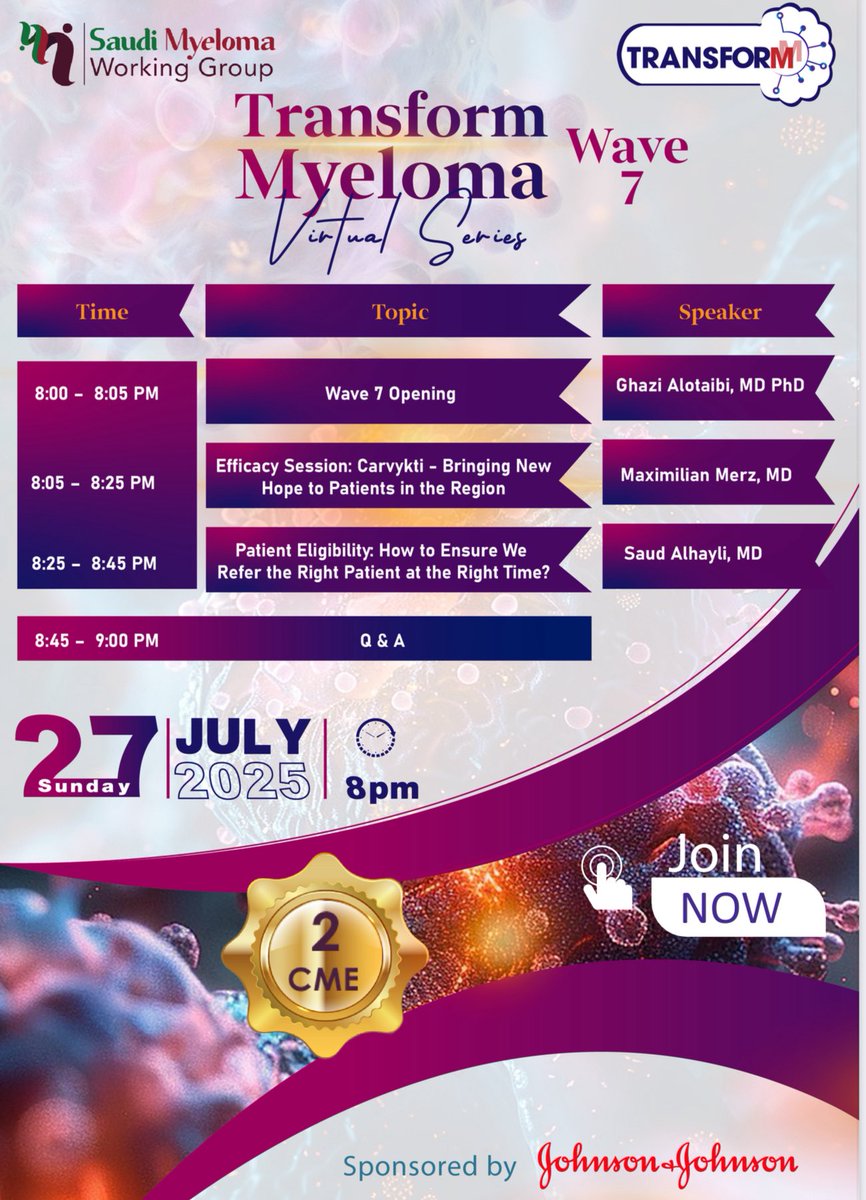 Before the end of 2025, Cilta-cel (CARVYKTI), a groundbreaking CAR-T cell therapy, launches in Saudi Arabia! 

Join us for an exclusive event on Sunday at 8 PM to learn how this innovative treatment is transforming lives for patients with relapsed or refractory MM.