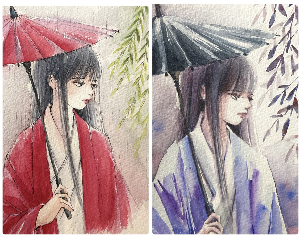 hikari_ham2's tweet image. 線に頼る描き方と頼らない描き方。
どっちも楽しい😊