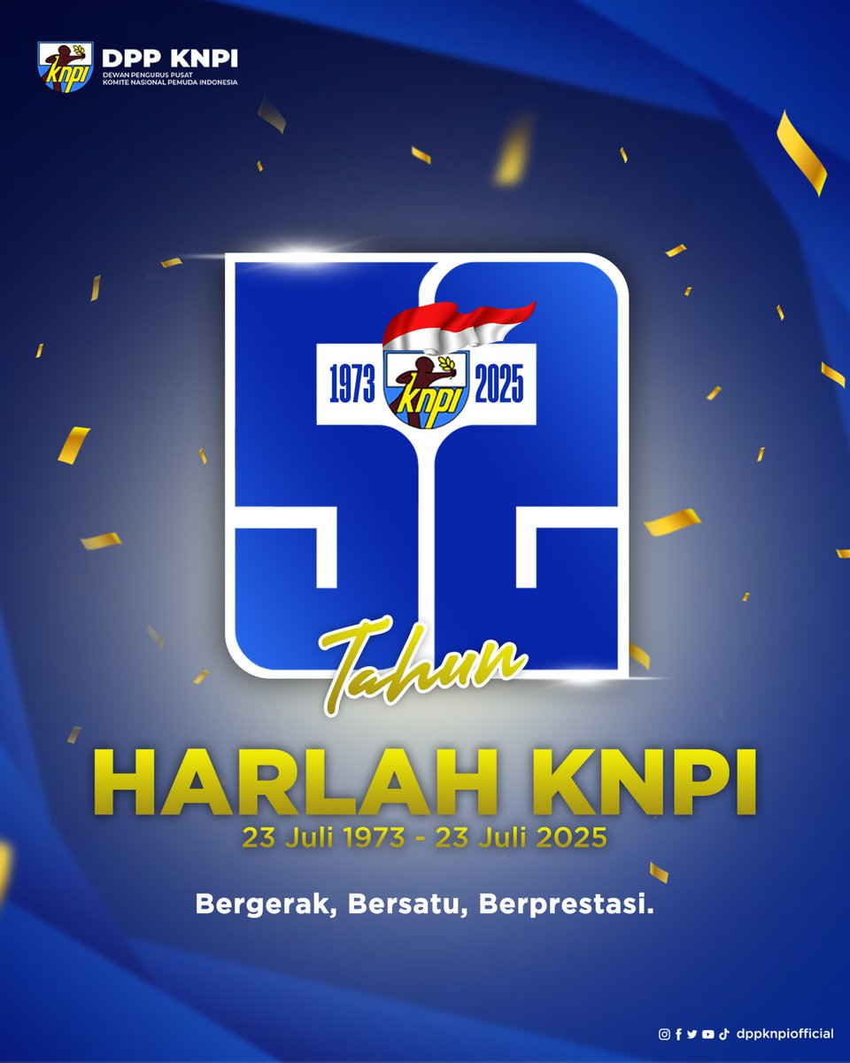 Selamat Hari Lahir

Komite Nasional Pemuda Indonesia (KNPI) Ke- 52 Tahun

"Bergerak, Bersatu, Berprestasi"

Terus kobarkan semangat Pemuda, Persatuan dan Inovasi

@mustahuddin_2025
<a href="/jacksonkumaat/">Jackson Kumaat</a>

#KNPI
#KNPIBersatu
#DPPKNPI
#HarlahKNPI 
#52TahunKNPI
#HarlahKNPI52
#Pemuda