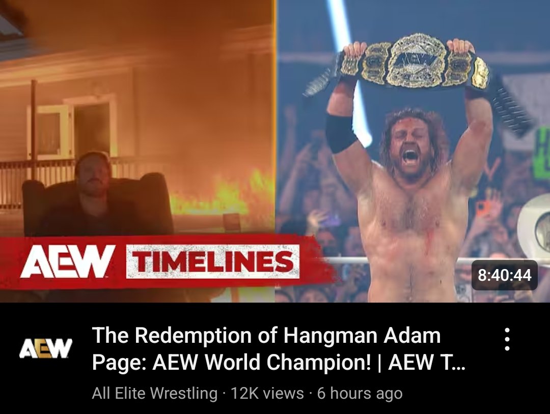 DrainBamager's tweet image. 8+ hours of Hangman redemption content on AEW’s YouTube. 🔥