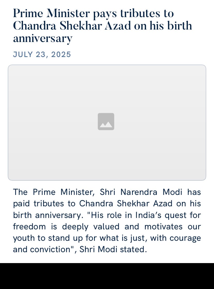Prime Minister pays tributes to Chandra Shekhar Azad on his birth anniversary
nm-4.com/aEmfnz

via NaMo App