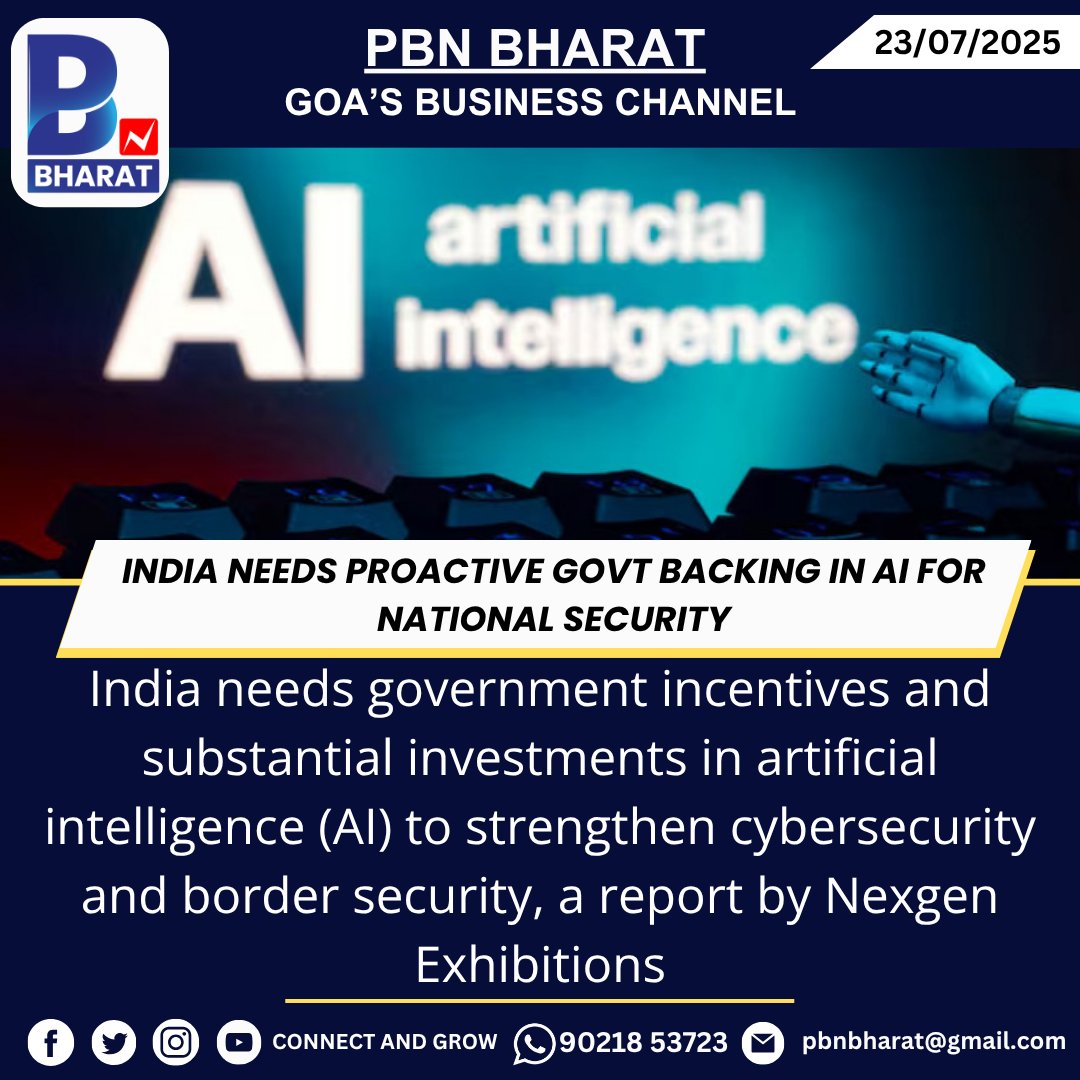 PBNBHARAT's tweet image. India Needs Proactive Govt Backing in AI for National Security
#AIforDefense #NationalSecurity #GovtSupport #IndiaAI #TechPolicy