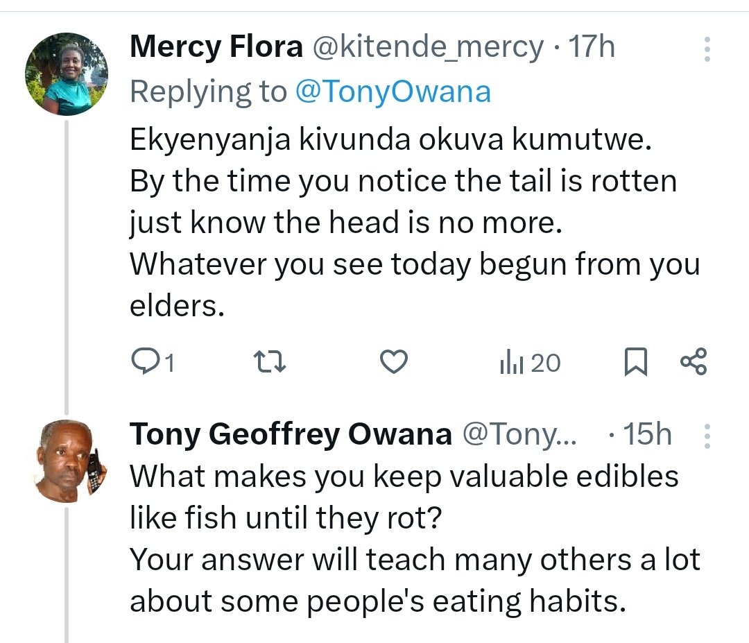 TonyOwana's tweet image. FISH HEAD POLITICS!
I hear if you put parrafin on pork it yields maggots!
What do you put in your stomach & in the lamp?
So, why keep tasty fresh fish till it rots? Just wondering!🤔