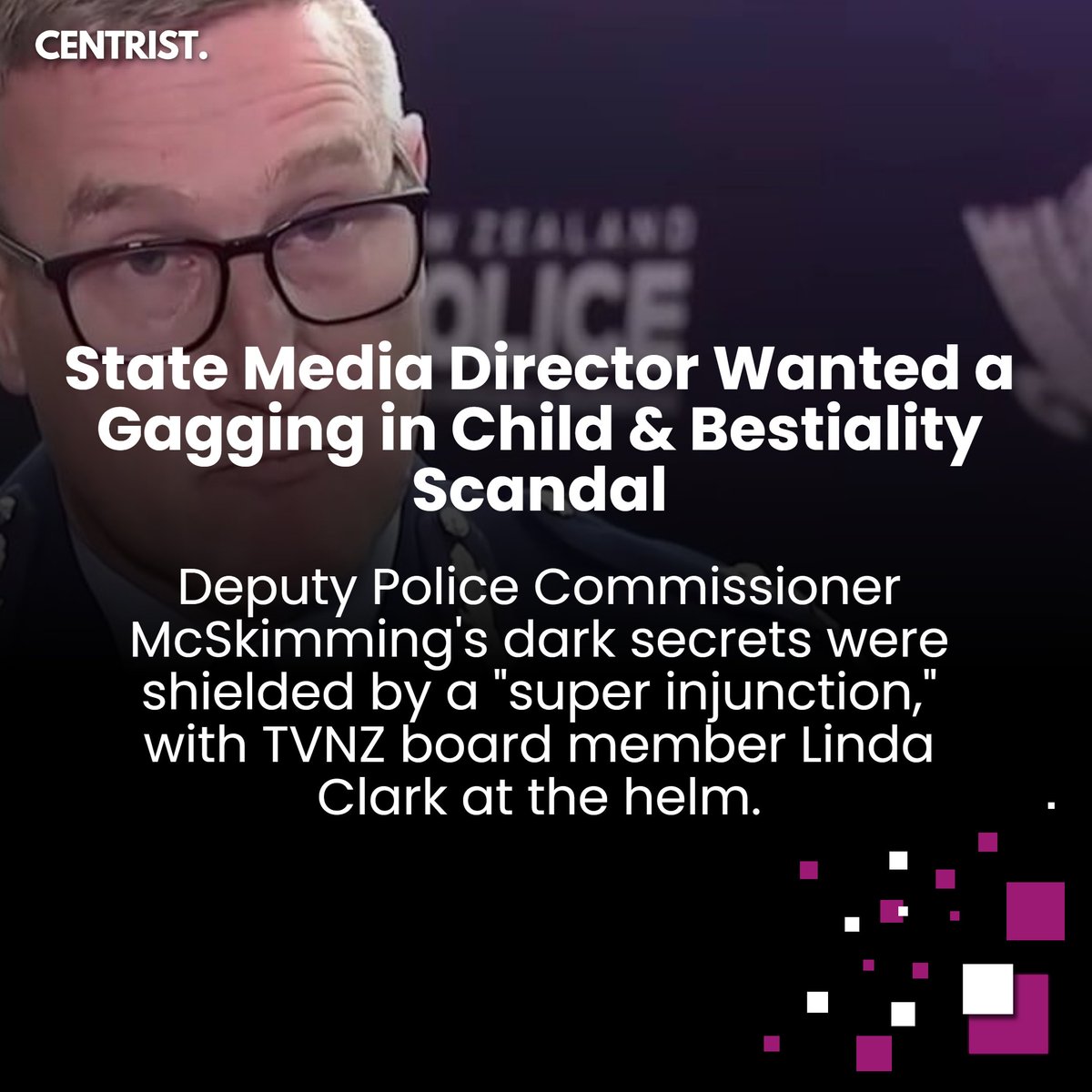 centrist_nz's tweet image. TVNZ board member linked to gag order in police child and bestiality porn scandal sparks outrage over secrecy and justice concerns.
Read More: zurl.co/59bR6