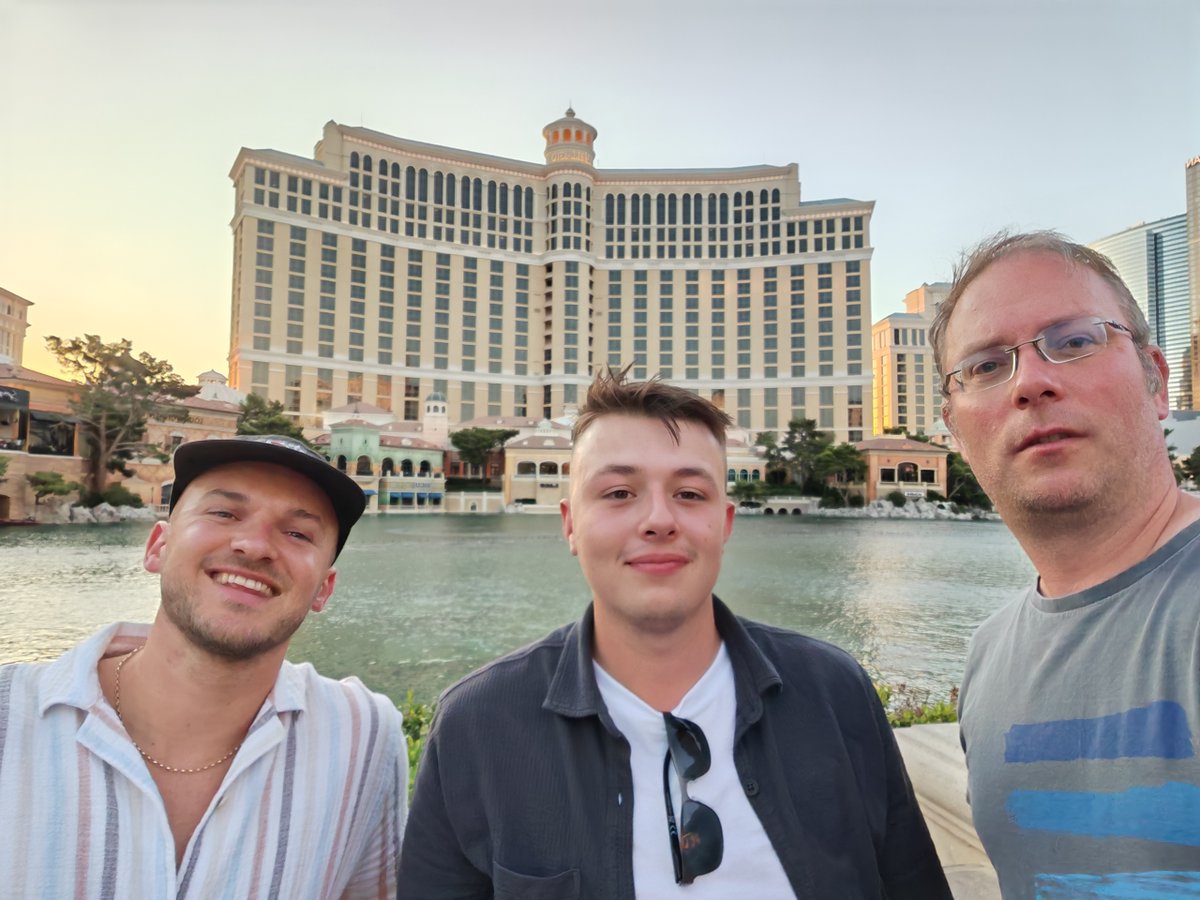 The team’s back from Vegas, slightly jet-lagged but with all packets accounted for.

Here’s the crew catching a rare bit of downtime outside the Bellagio, shortly before diving back into flight cases and firewall rules!