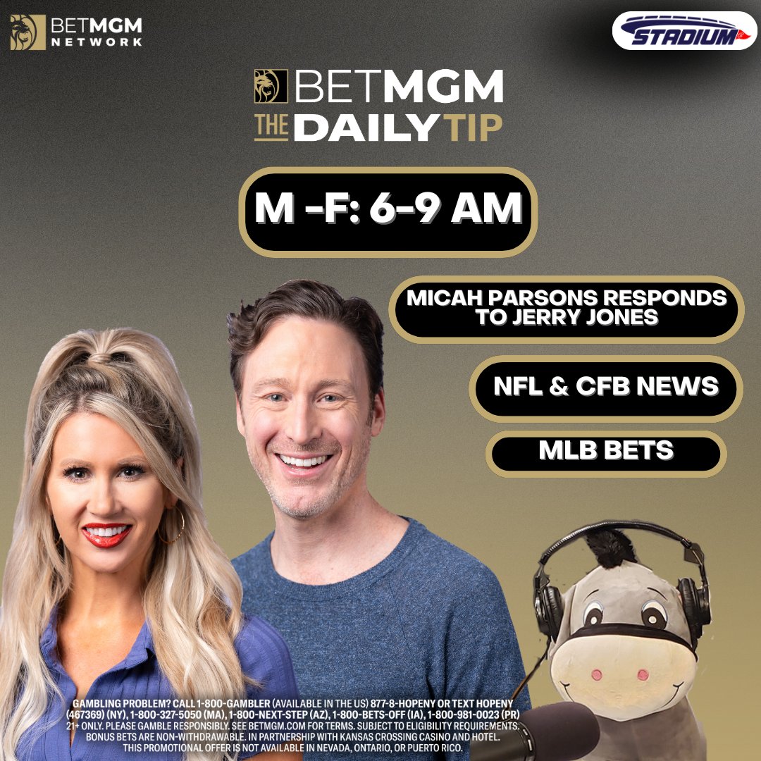 BetTheDailyTip's tweet image. 🚨 Get Ready for The Daily Tip on @BetMGMNetwork! 🚨
📝
🏈 Micah Parsons responds to Jerry Jones
🏈 NFL & CFB News
⚾️ MLB Bets
🎙️
@JenksDC & @ChelsaMessinger’
🗣️
8:20: CFB Preview @PhilSteele042
📺 bit.ly/42HcUdp
📻 bit.ly/40YjryP