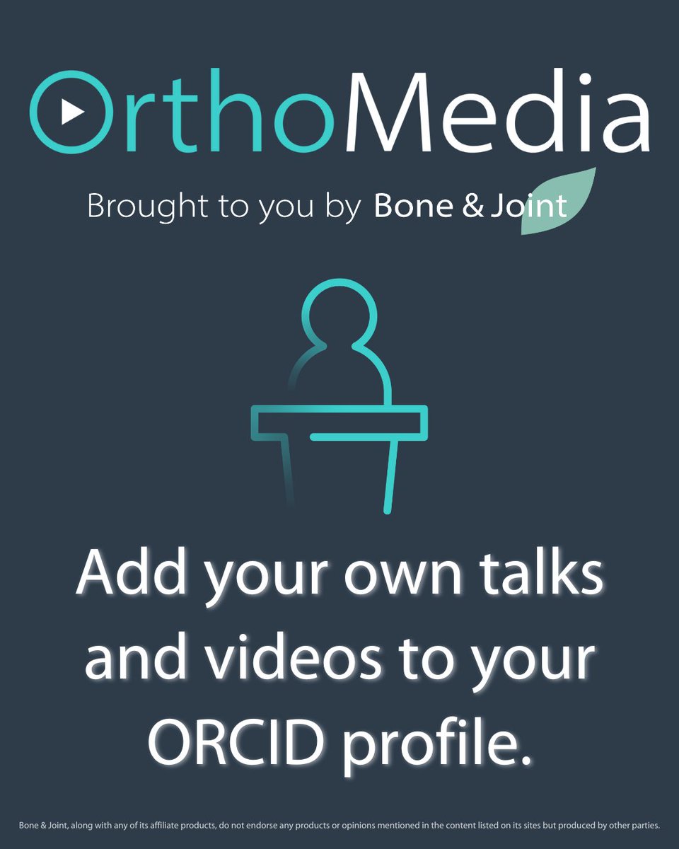 BoneJointPortal's tweet image. All videos on #OrthoMedia have been assigned a unique DOI, just like an academic paper, so you can now add any conference talks, surgical videos or lectures to your ORCID profiles.
#Orthopedics #AcademicPapers #MedicalResearch #MedTwitter
ow.ly/6RVh50V6PYn