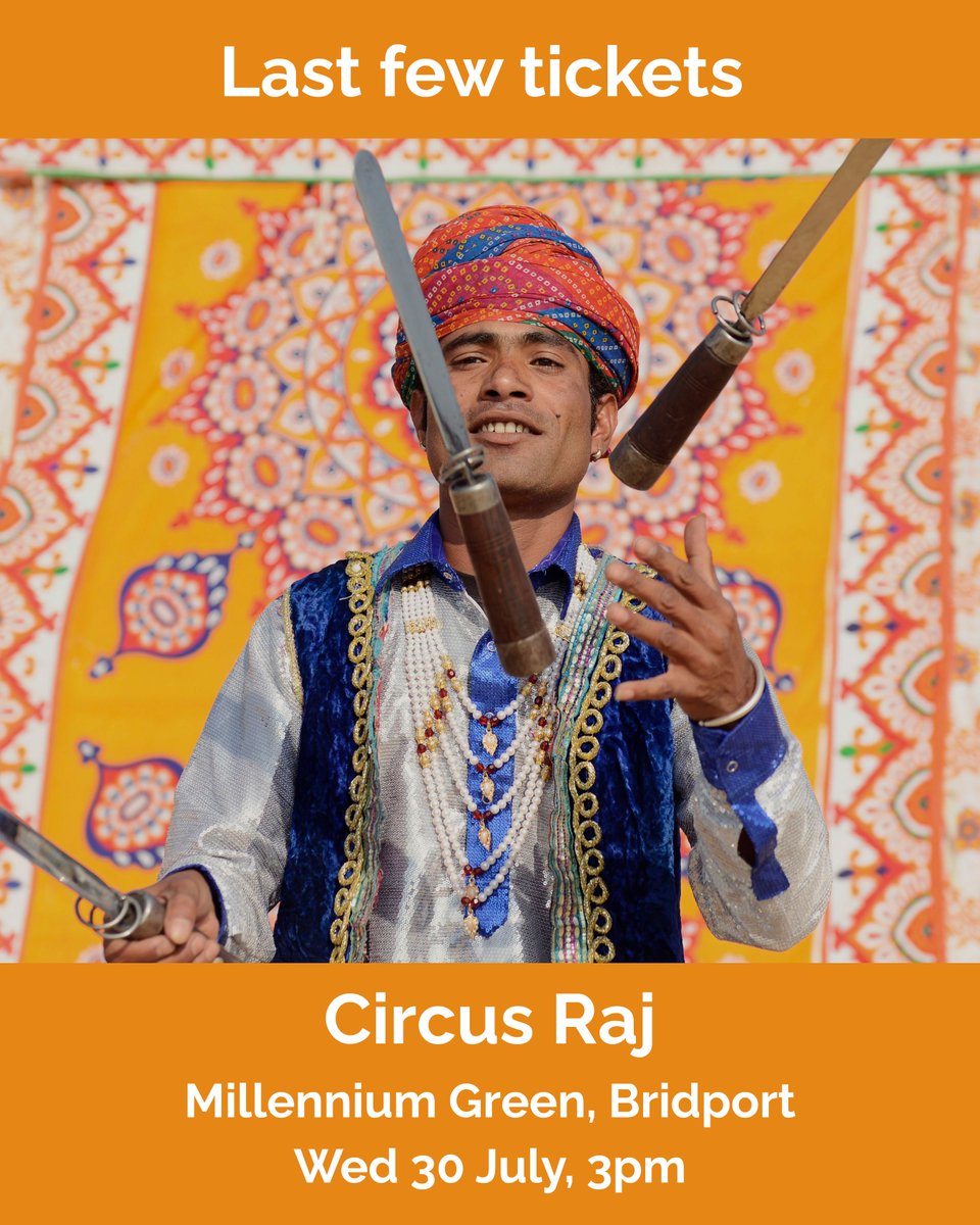 There are only a few tickets left for Circus Raj on Bridport's Millennium Green - Wed 30 July at 3pm bridport-arts.com/event/circus-r…

Sunny skies are currently forecast, but of course we can't make any promises... 

#bridport #dorset #westdorset #BridportArtsCentre