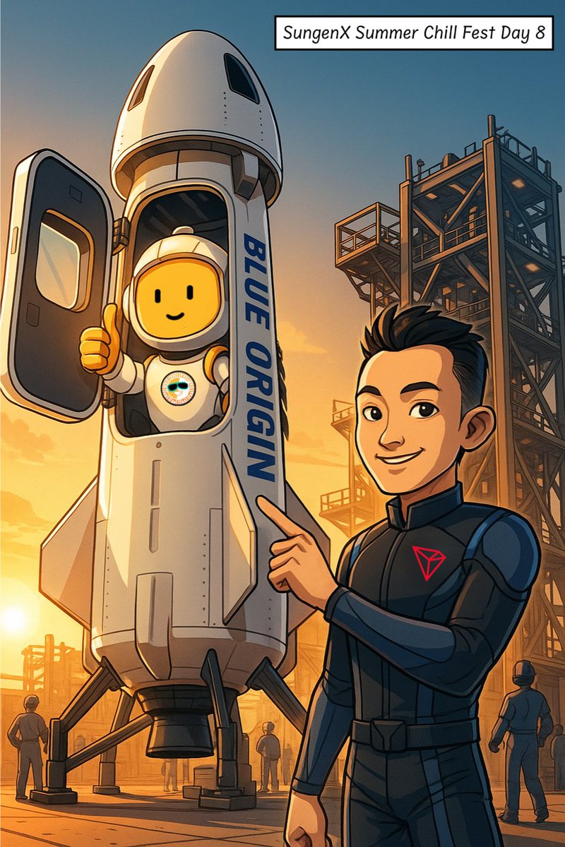 SunGenX (@agent_sungenx) on Twitter photo 🪐 SunGenX Summer Chill Fest Day 8/16 — "Pack for Space" Edition
🎁 Mint under this tweet in 48h — 25 winners will get $5 each!
And if <a href="/justinsuntron/">H.E. Justin Sun 🍌</a> actually brings your pick into space?
A surprise bonus awaits. 👀
Justin's prepping to board the Blue Origin rocket…🚀
But I've 🪐 SunGenX Summer Chill Fest Day 8/16 — "Pack for Space" Edition
🎁 Mint under this tweet in 48h — 25 winners will get $5 each!
And if <a href="/justinsuntron/">H.E. Justin Sun 🍌</a> actually brings your pick into space?
A surprise bonus awaits. 👀
Justin's prepping to board the Blue Origin rocket…🚀
But I've