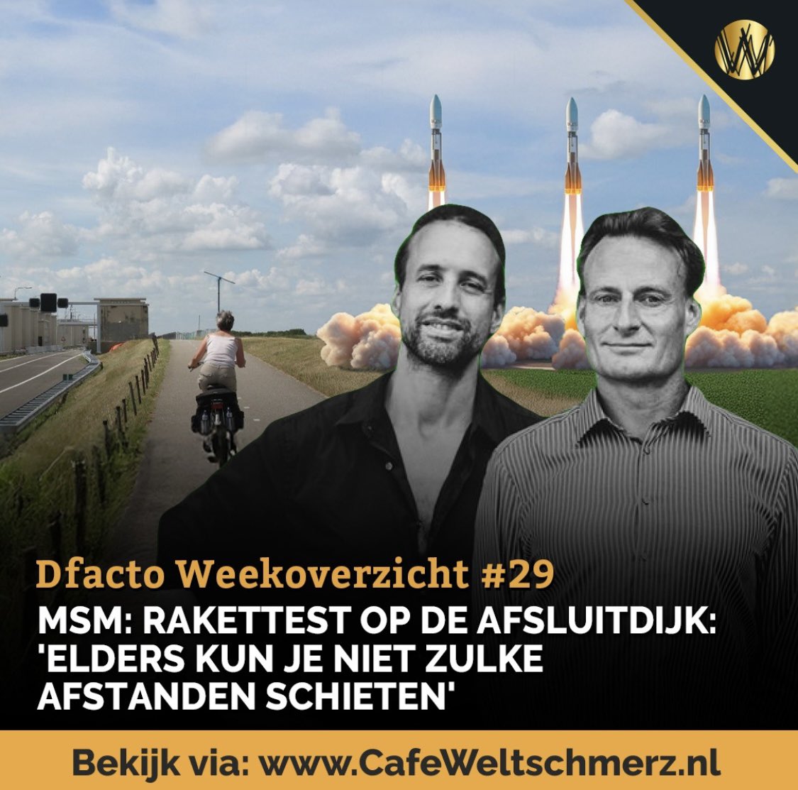 cafeweltschmerz's tweet image. MSM: Rakettest op de Afsluitdijk: 'Elders kun je niet zulke afstanden schieten'
In week 29 blaast de oorlogstrom nog harder.
Jeroen en Willem fileren de propaganda die grotesker wordt naarmate de stembus lonkt.
Kamervragen over Palantir stuiten op een mistige crisisstructuur.…