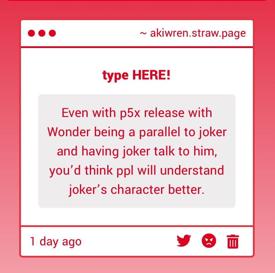akiwrens's tweet image. you’d think this would make people realize joker is more than just a self insert too considering he has his own personality, thoughts, and words clear for everyone to see but no persona fans will never stop being stupid