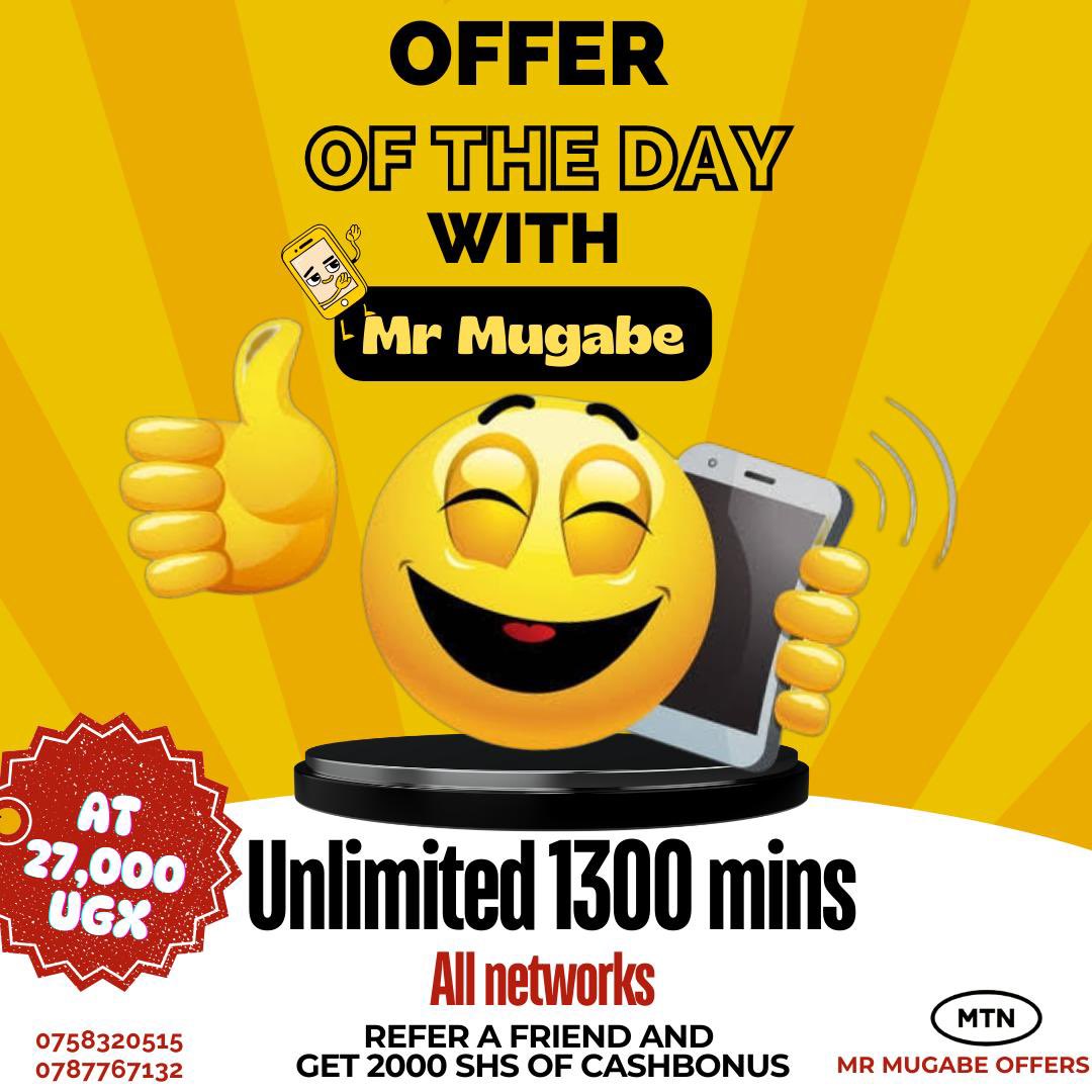 kirya_ug's tweet image. Donβt cut your conversation with your favorite people.
@MrMugabeRodgers is here to make life easier for you, keep the talking with 1300 mins on all networks.