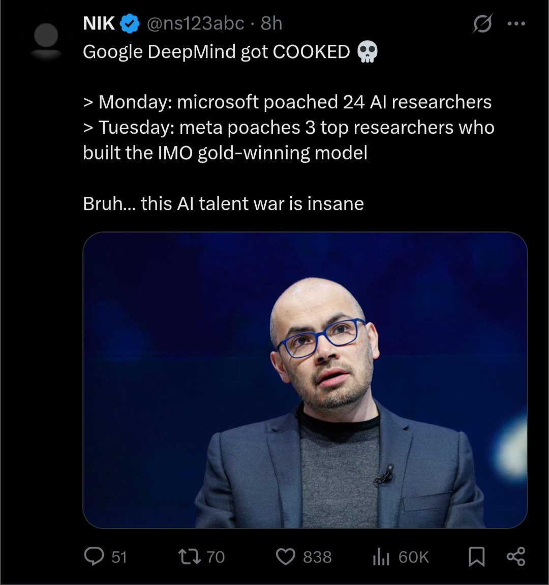 startupprojectt's tweet image. if talent density is everything than technically Google ($GOOG) should be winning all things AI by now
they have accumulated the best talent consistently over the last two decades