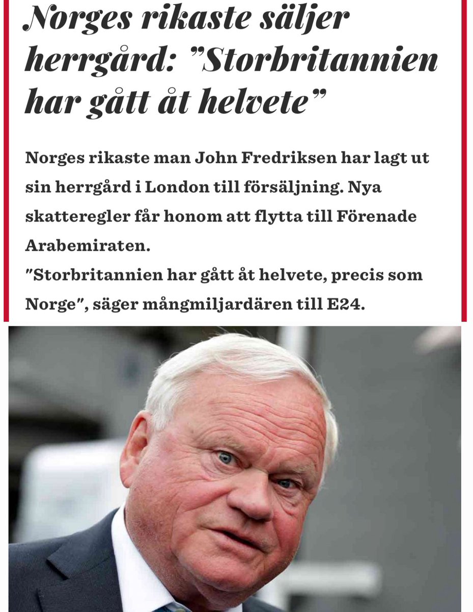 ekonomigurun_'s tweet image. Man vet det är politiskt illa ställt i landet när rika norrmän som flytt från Norge till England flyttar till Förenade Arabemiraten 🙈
