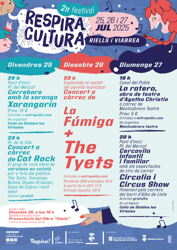 #Bondia
Comença el compte enrere!⏳

Aquest cap de setmana us esperem al 2n Festival Respira Cultura! 🎉

🎶 Amb activitats per a tots els públics i... LA FÚMIGA i THE TYETS en concert! 🔥

T’ho perdràs? 😱

🎟️ Entrades a entrapolis.com/entradas/conce…