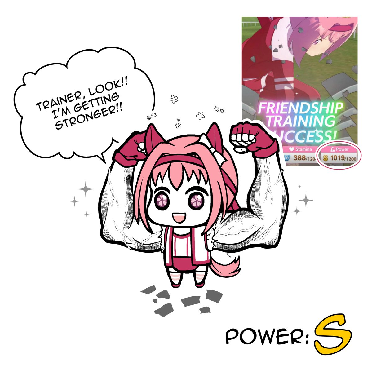 Sarasenia92's tweet image. Haru Urara S-rank power 💪✨
(Saw someone building their Haru Urara with full power, and this is what popped in my head 🤣)
#umamusume #haruurara