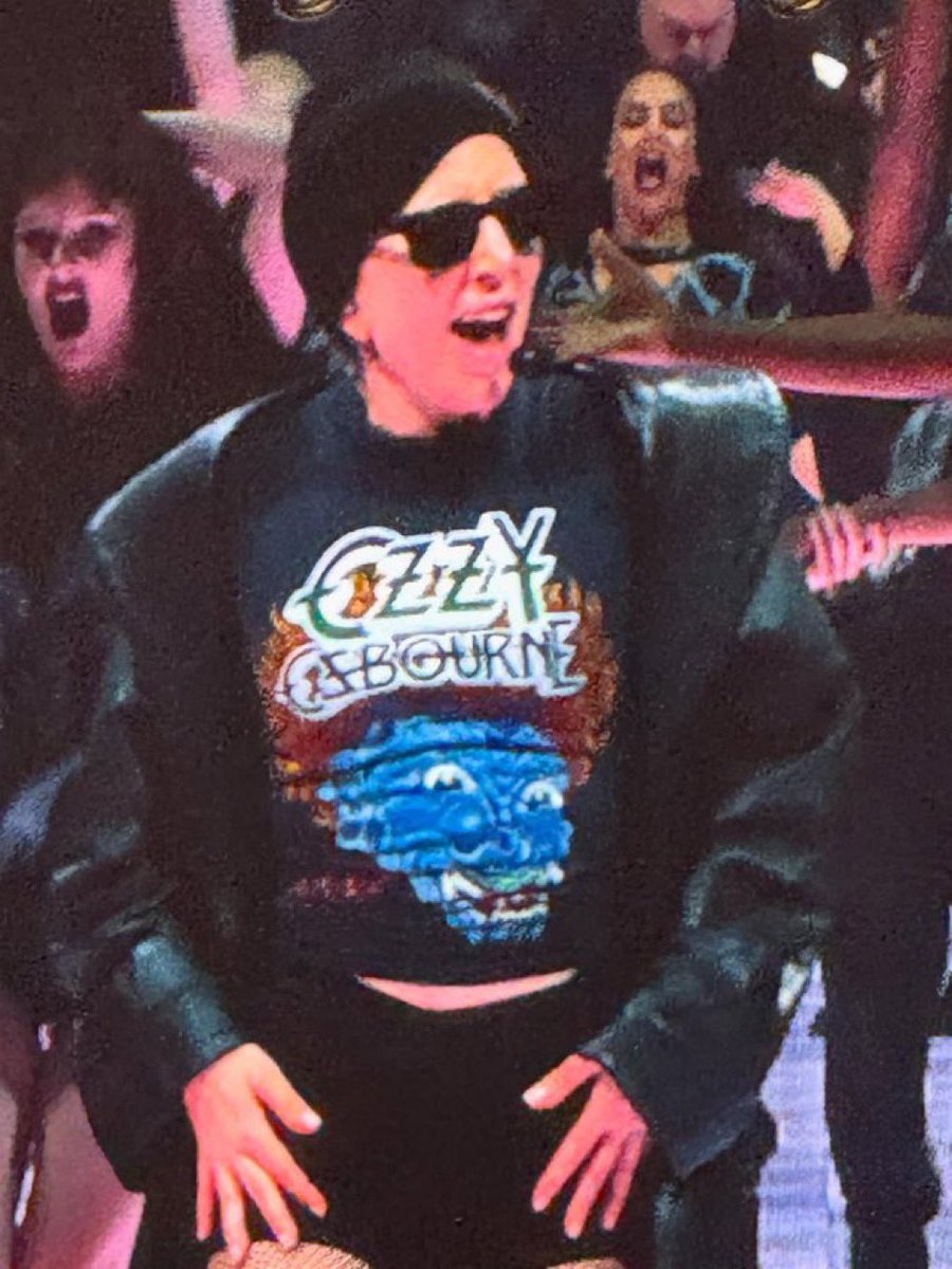 MayhemBallTour's tweet image. Lady Gaga paid tribute to the late Ozzy Osbourne in San Francisco tonight, ending her show with “Crazy Train” as the final bow song while wearing a t-shirt in his honor.