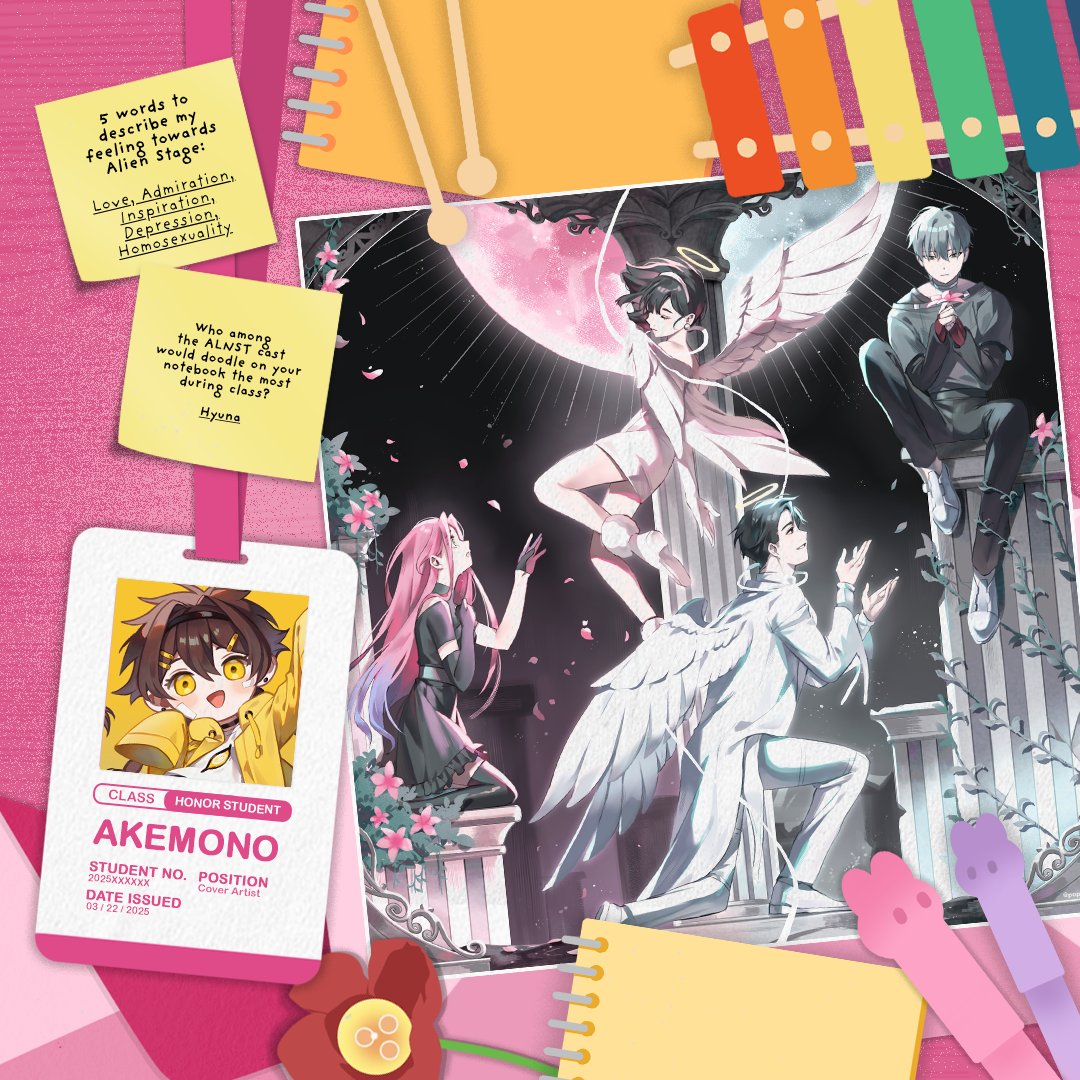 anakt_corp's tweet image. ౨ৎ COVER ARTIST: Akemono ౨ৎ
Introducing cover artist, @papercider!
Last but certainly not the least, our top of the top students: Akemono! Perhaps Hyuna's doodles on their notes have given her inspiration for what they have planned for our cover art. 👀
#AfterSchool_ALNST