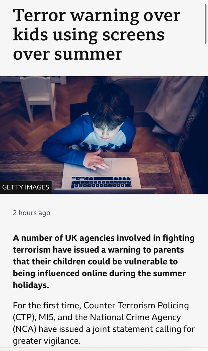 CllrNROliver's tweet image. More needs to be done to stop this horrendous online activity, created to harm our precious children. Parents and carers please please be vigilant when your children are using their screens #OnlineSafety #violentonlinegangs
bbc.co.uk/news/articles/…