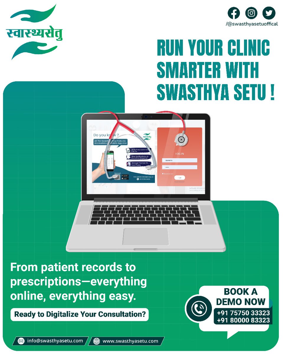📷 Digitalize your entire clinic in minutes!
📷 From records to prescriptions—everything online.
📷 Go paperless, go smart with Swasthya Setu
📷 +91 75750 33323 | +91 80000 83323
#OPDManagement #ClinicSoftware #DoctorApp #DigitalClinic #HealthcareInnovation #EHealth #PatientCare