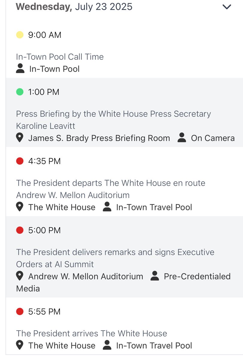 ebeth360's tweet image. President Trump’s public schedule for Wednesday, July 23, 2025.
📸: President Trump speaks with guests during a reception for Republican House members in the East Room of the White House on July 22nd.