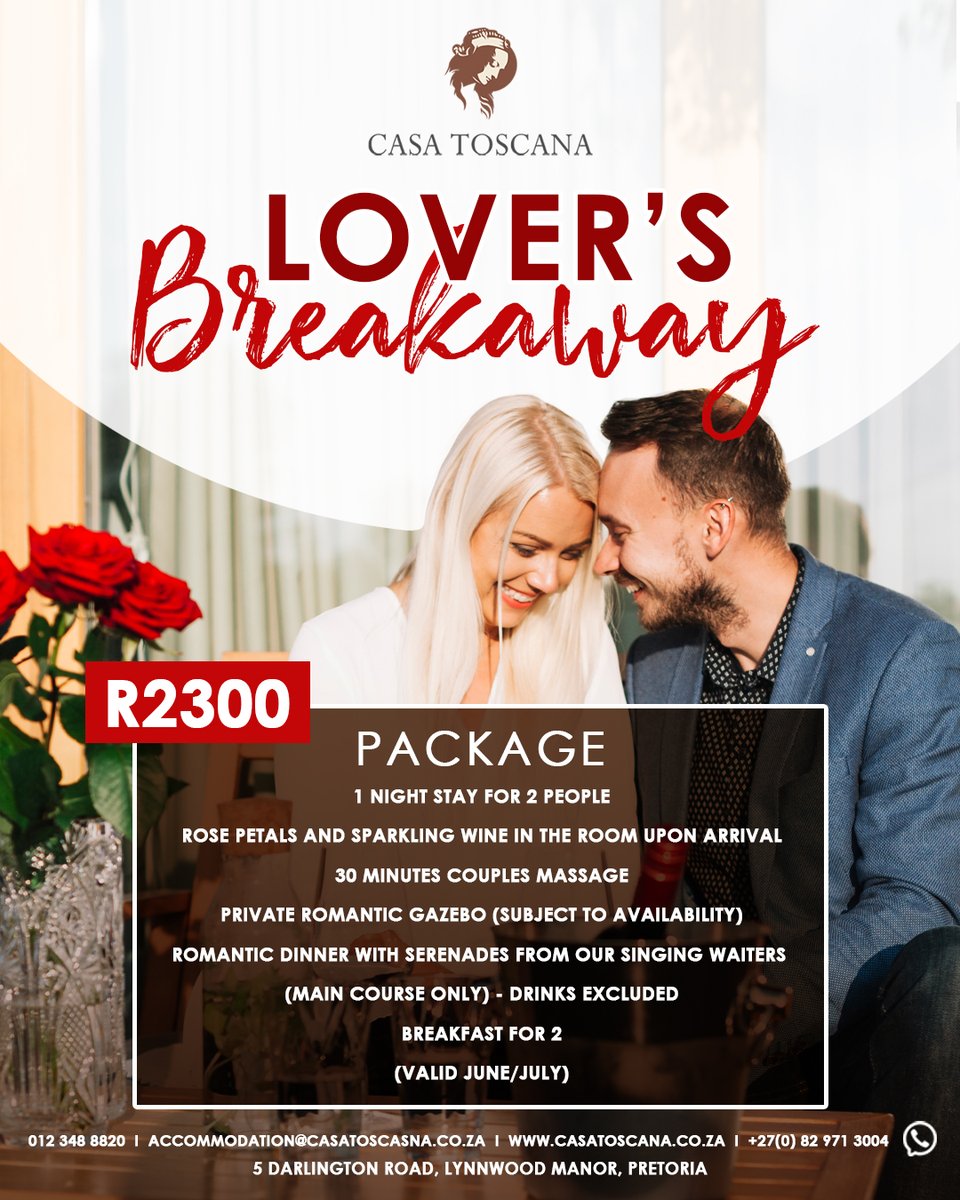 Sneak away for a romantic escape with our Lovers Breakaway package at Casa Toscana. 💕 Perfect for some quiet time, pampering &amp; reconnecting.  Book now 📷 bit.ly/3GWNJKY #RomanticEscape #CasaToscana #WinterGetaway #CouplesRetreat