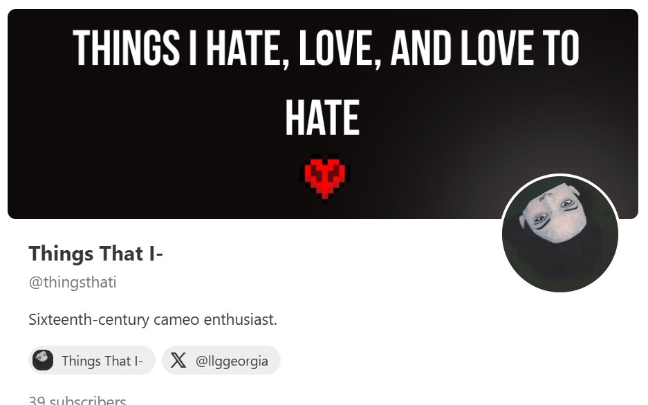 llggeorgia's tweet image. I have done away with my ill-used, zombie Substack & finally launched a real one 🧟♀️
Follow now to receive my first post in your inbox 💌
🔗substack.com/@thingsthati/