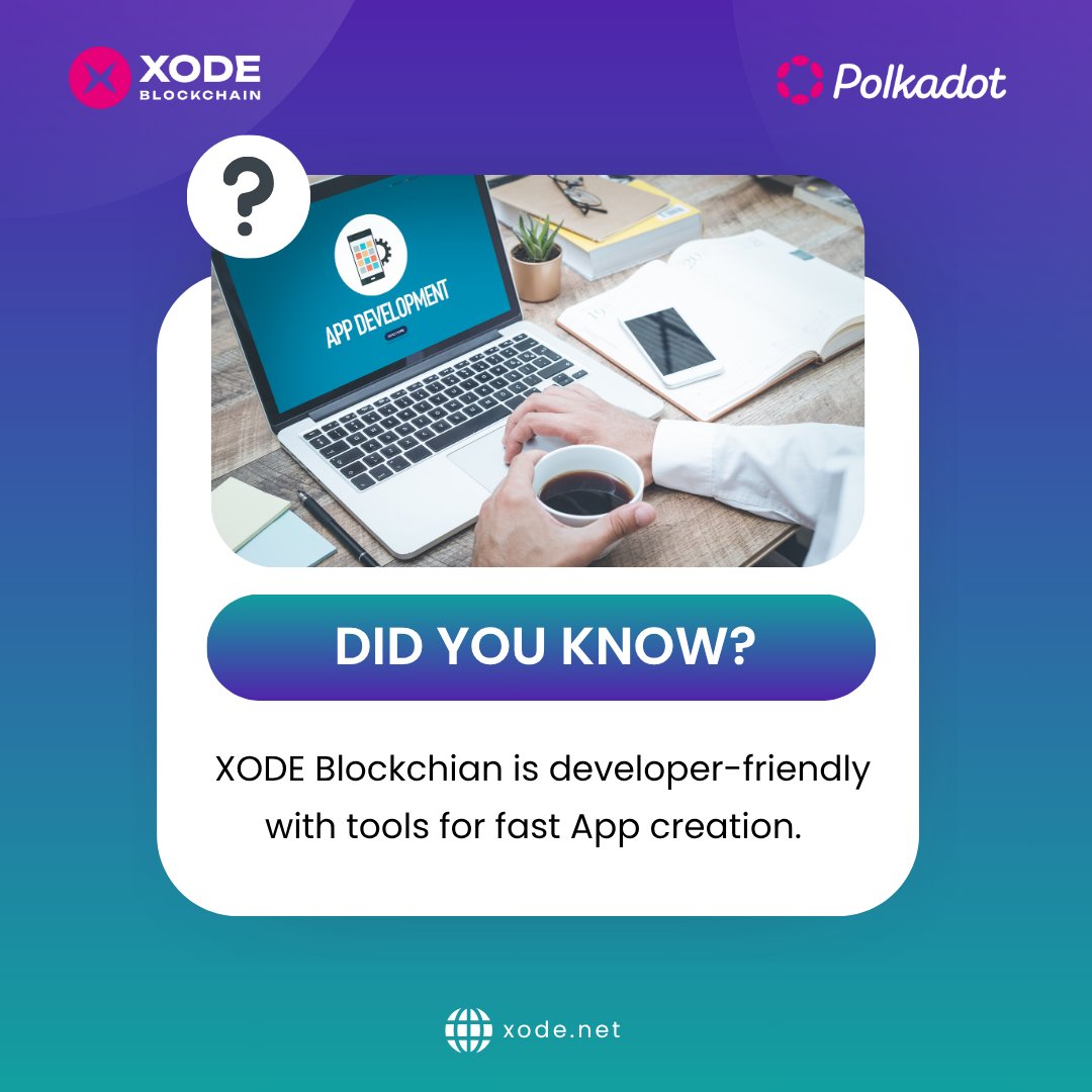 XodeNet's tweet image. Did you know? 🛠️

 XODE Blockchian is developer-friendly with tools for fast dApp creation. 🚀

#BuildOnXODE #Web3Dev #XODE #Polkadot