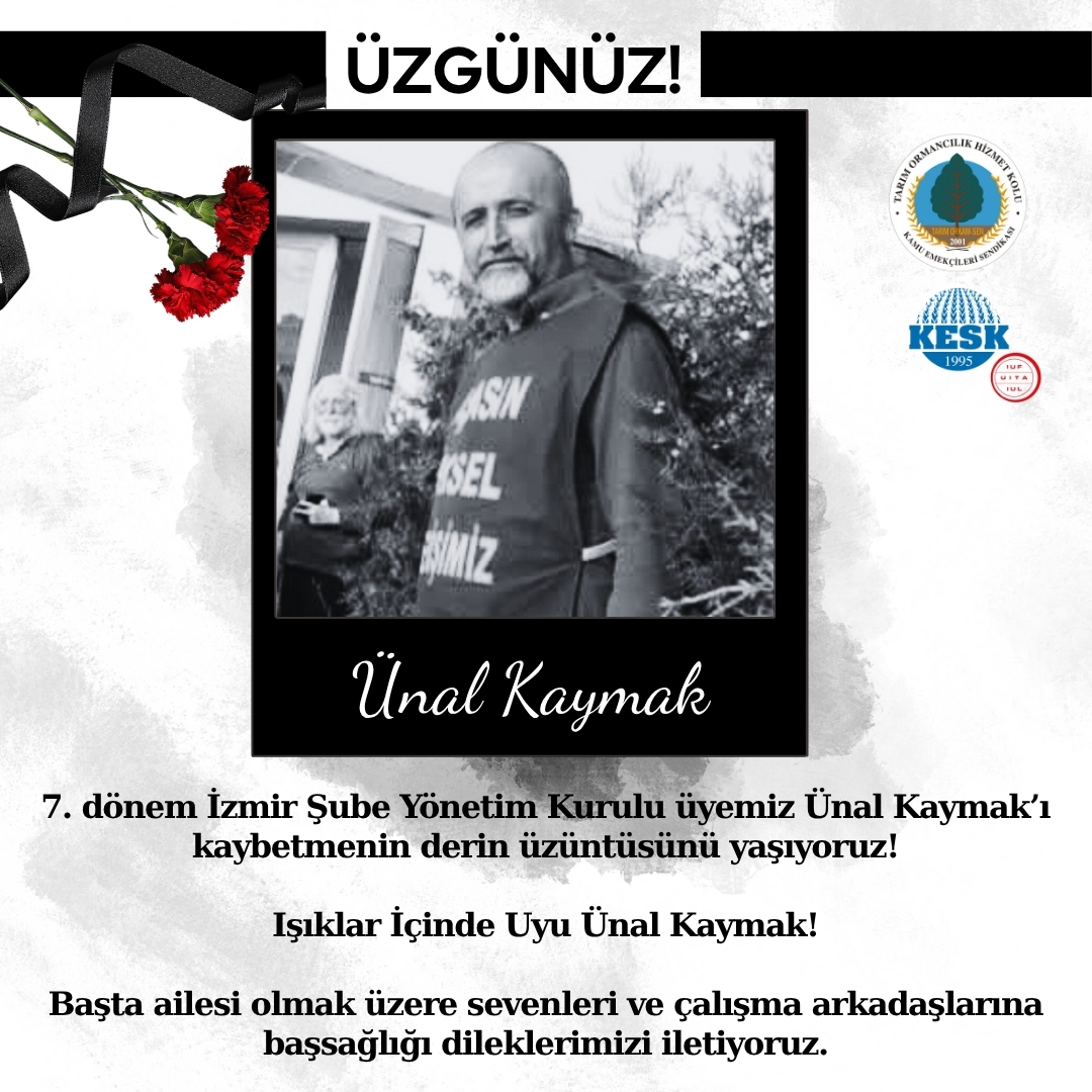 7. dönem İzmir Şube Yönetim Kurulu üyemiz Ünal Kaymak’ı kaybetmenin derin üzüntüsünü yaşıyoruz!

Işıklar İçinde Uyu Ünal Kaymak!

Başta ailesi olmak üzere sevenleri ve çalışma arkadaşlarına başsağlığı dileklerimizi iletiyoruz.

Kütahya Aslanapa Ören Köyü, İlkindi namazından sonra