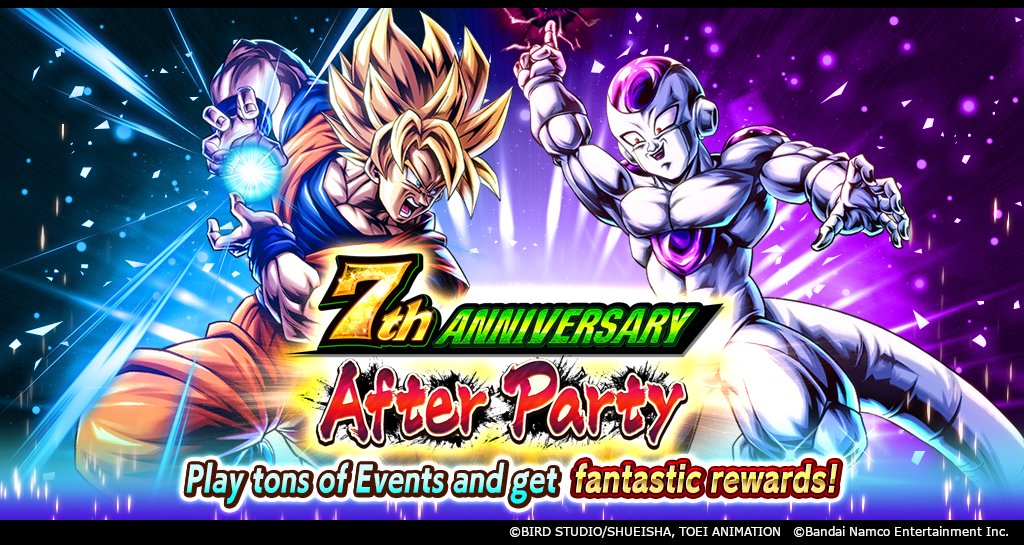 DB_Legends's tweet image. ["7th Anniversary After Party Login Bonus" Is On!
We have a special login bonus for the after party, too! Get an exclusive Title on your first login! Log in during the Event to get up to 300 CCs, Sleeves, and more! Plus, get useful power-up items!
#DBLegends #DragonBall