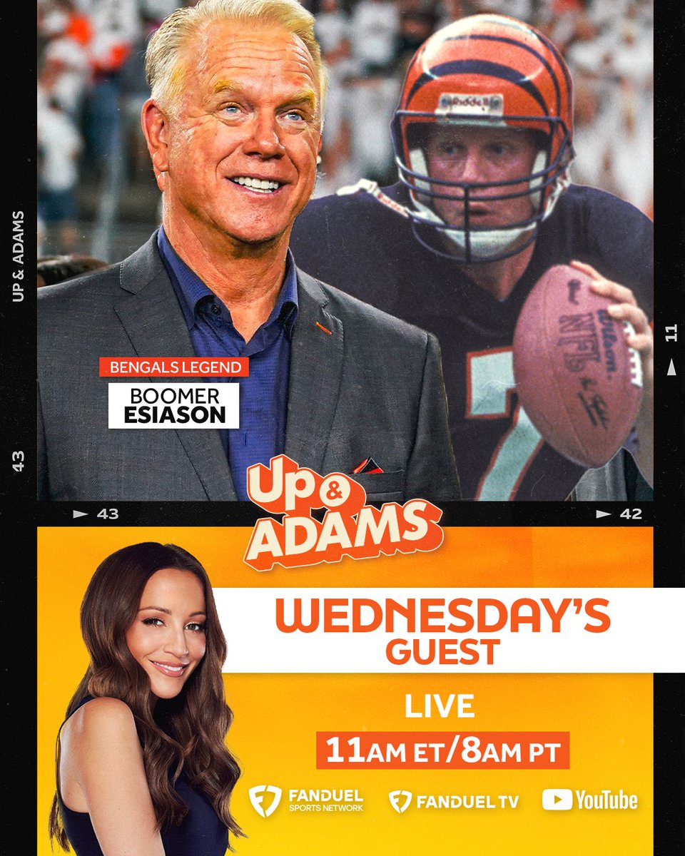 UpAndAdamsShow's tweet image. Bengals Legend Boomer Esiason today at 11am ET! 💥
@heykayadams @7BOOMERESIASON
