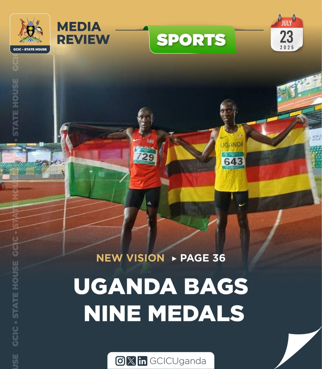 DesireAmanya's tweet image. Uganda clinched a total of nine medals, including four gold, one silver, and four bronze, in a show of rising dominance in youth athletics.
gcic.go.ug/media-review-2…