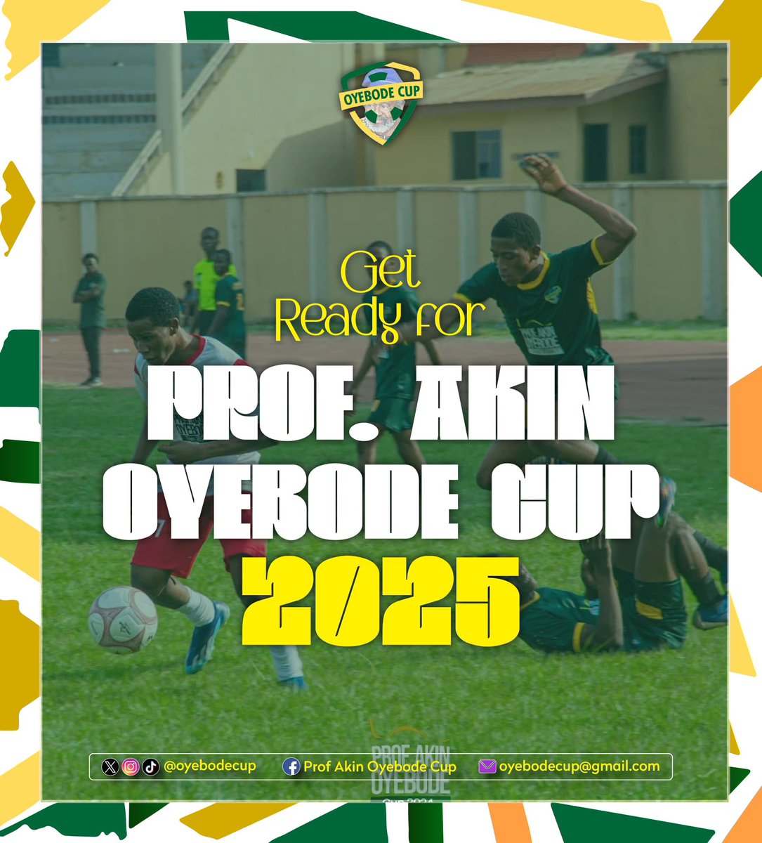 OyebodeCup's tweet image. Get ready, Ekiti!
The Professor Akin Oyebode Cup 2025 is just around the corner, bringing unparalleled opportunities for our young football talents.
@AO1379
#ProfOyebodeCup25