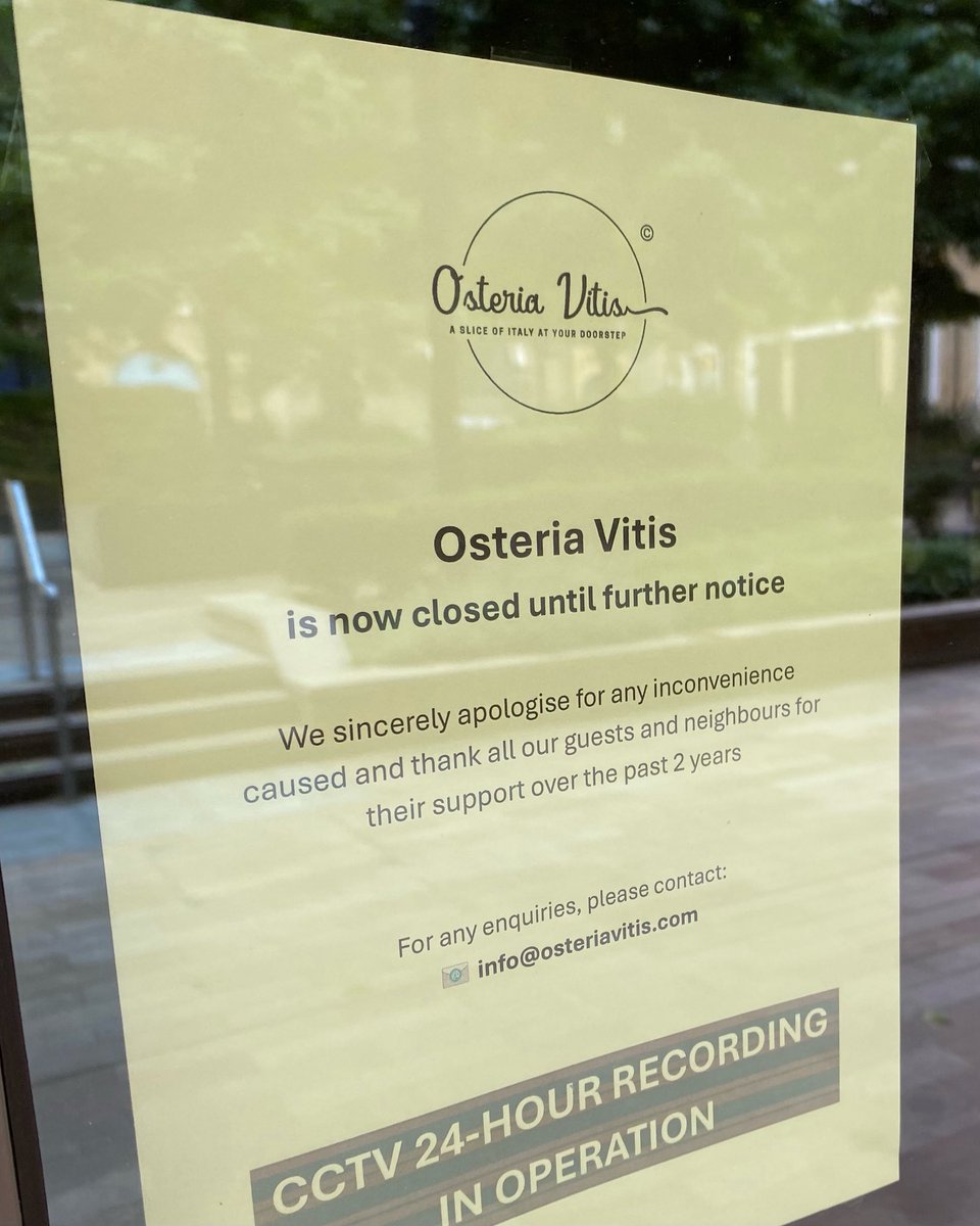 MyWoolwich's tweet image. Yep #osteriavitis @AmedeoClaris is now closed.
From personal experience their food was mediocre at best and their coffee sub par.
Hopefully the new owners will do a better job, whenever it reopens.
#woolwich #woolwicharsenal #royalarsenal #elizabethline #theacater