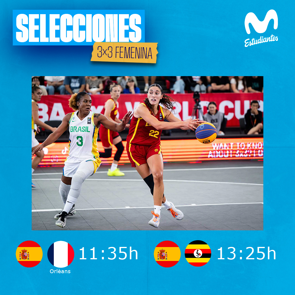 MovistarEstu's tweet image. 𝗦𝗘𝗟𝗘𝗖𝗖𝗜𝗢𝗡𝗘𝗦 | Hoy @juanacamilion jugará la Women Series de Jakarta con la #SelFem3x3 de 🇪🇸 💪
🇪🇸🆚🇫🇷 11:35h
🇪🇸🆚🇺🇬 13:25h
📺 YouTube FIBA