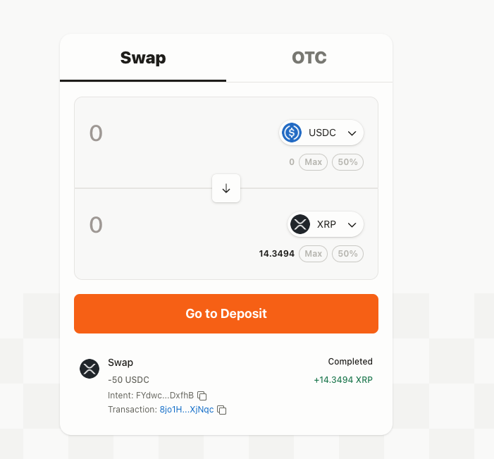 altan tutar (@mraltantutar) on Twitter photo I think Intents from <a href="/NEARProtocol/">NEAR Protocol</a> may have product market fit.
I swapped $USDC into $XRP using NEAR Intents in a couple of seconds, without needing to off-ramp to an exchange, swap into XRP, and then on-ramping into the XRP Ledger.
I'm loading some XRP to earn through I think Intents from <a href="/NEARProtocol/">NEAR Protocol</a> may have product market fit.
I swapped $USDC into $XRP using NEAR Intents in a couple of seconds, without needing to off-ramp to an exchange, swap into XRP, and then on-ramping into the XRP Ledger.
I'm loading some XRP to earn through