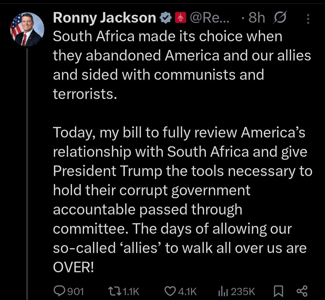 pookiepolls's tweet image. The chickens are coming home to roost for the corrupt ANC government and their cronies.
It could not come sooner.
@MYANC
@PresidencyZA
@CyrilRamaphosa
@POTUS
@SecRubio
@BrentBozell