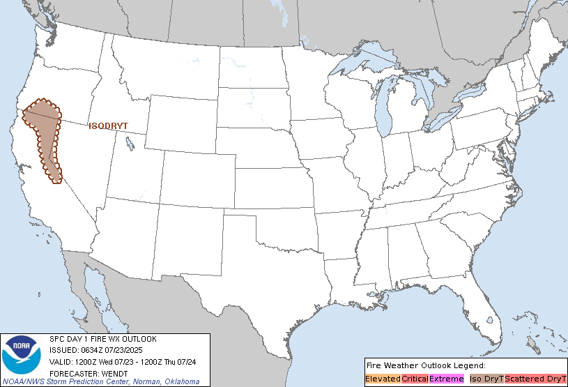 NWSSPC's tweet image. 1:36am CDT #SPC Day1 #FireWX spc.noaa.gov/products/fire_…