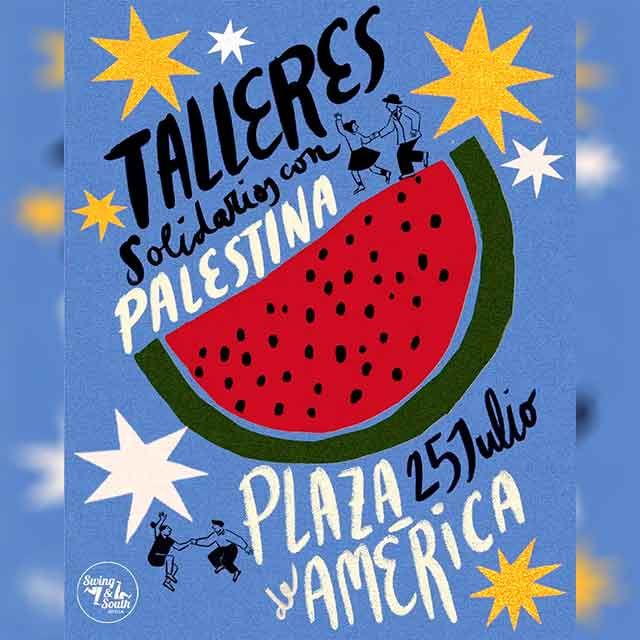 Talleres solidarios con Palestina en la plaza de América de #Sevilla 2025 (viernes 25 de julio) onsevilla.com/talleres-solid…