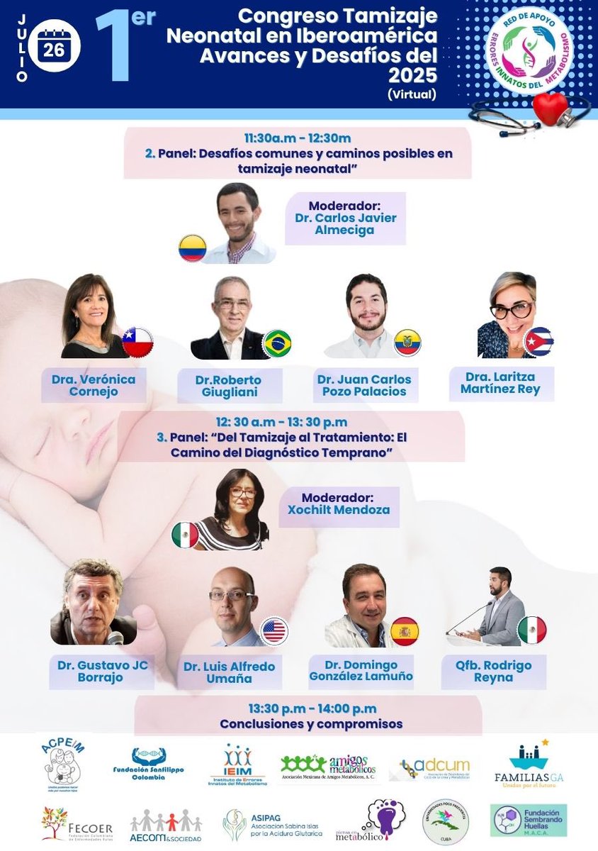 AECOM&Sociedad (@aecomysociedad) on Twitter photo 1er. Congreso de Tamizaje Neonatal de Iberoamérica: Avances y Desafíos del 2025
📌26 de julio
📌4:00 PM (España)
📌Modalidad virtual
👉 forms.gle/JrXMguVd8ycLsR…
#Salud <a href="/Aecom_EIM/">AECOM, Asociación Española para estudio de los ECM</a> <a href="/AEGHgenetica/">Asociación Española de Genética Humana (AEGH)</a> <a href="/pelendinez/">Pedro Lendinez #EnfermedadesRaras #MasVisibles</a> <a href="/GA1Familia/">Familias GA</a> <a href="/Metabolicos_es/">Metabolicos.es</a> <a href="/Info_Rares/">Alvaro Hermida</a> <a href="/acpeim/">ASOCIACIÓN ACPEIM</a> <a href="/erroresinnatos/">IEIM-PUJ</a> 1er. Congreso de Tamizaje Neonatal de Iberoamérica: Avances y Desafíos del 2025
📌26 de julio
📌4:00 PM (España)
📌Modalidad virtual
👉 forms.gle/JrXMguVd8ycLsR…
#Salud <a href="/Aecom_EIM/">AECOM, Asociación Española para estudio de los ECM</a> <a href="/AEGHgenetica/">Asociación Española de Genética Humana (AEGH)</a> <a href="/pelendinez/">Pedro Lendinez #EnfermedadesRaras #MasVisibles</a> <a href="/GA1Familia/">Familias GA</a> <a href="/Metabolicos_es/">Metabolicos.es</a> <a href="/Info_Rares/">Alvaro Hermida</a> <a href="/acpeim/">ASOCIACIÓN ACPEIM</a> <a href="/erroresinnatos/">IEIM-PUJ</a>