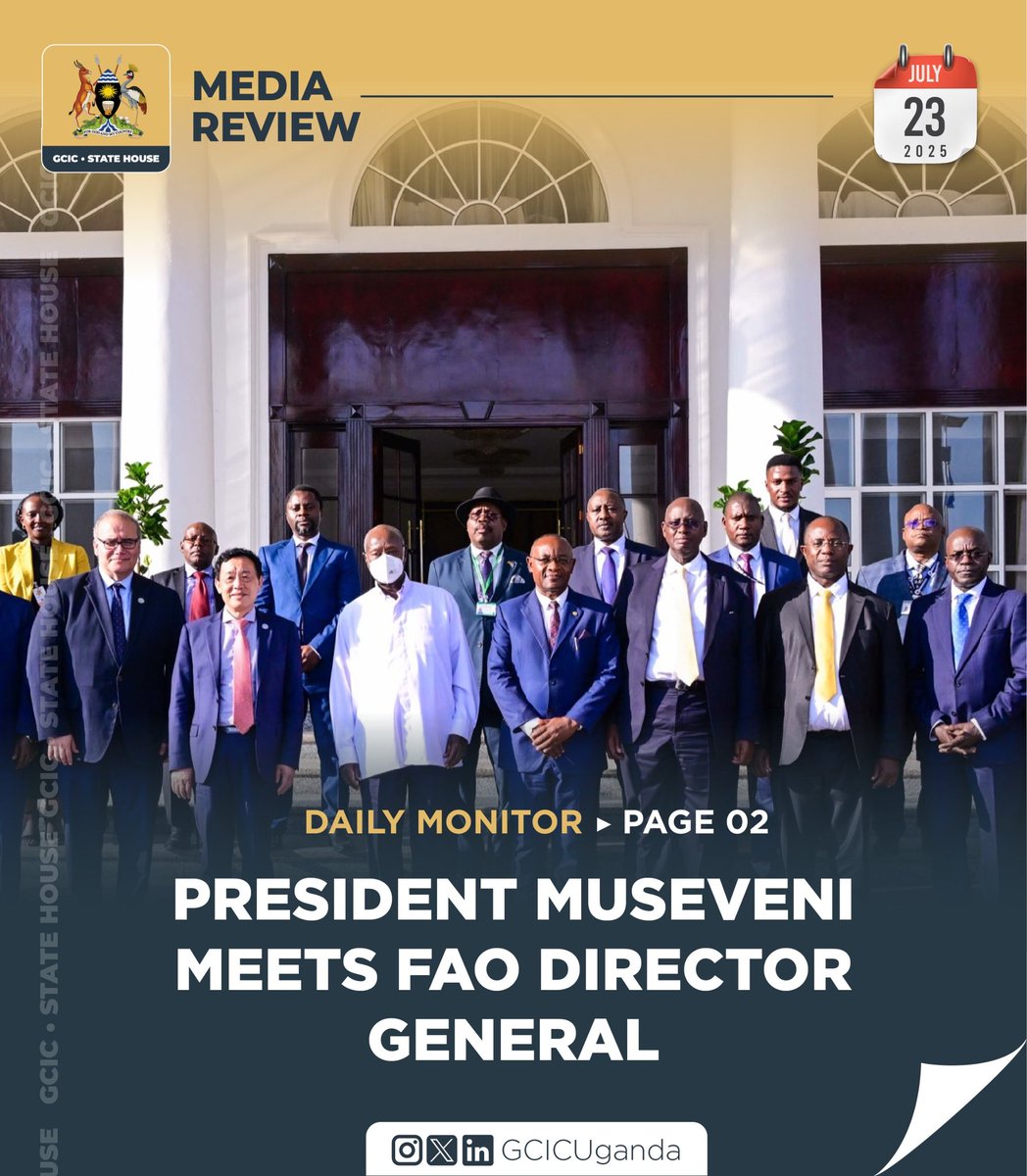 GovUganda's tweet image. President Museveni has met and held discussions with the Director General of the Food and Agriculture Organisation (FAO) of the United Nations (UN), Qu Dongyu at State House, Entebbe.
Welcoming the Director General on Monday, the President underscored FAOs critical role inโฆ