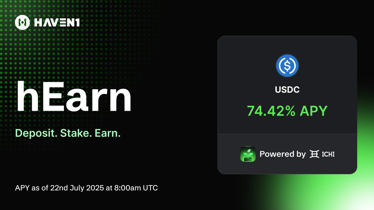 ABofgoodlife's tweet image. GM GM CT ☦️
Want high-yield returns on your stablecoins? Look no further.
With @hEarn_H1, you can earn up to 74.42% APY on your $USDC yes, real returns on your stable assets. 💸
Stop letting your funds sit idle. Put your crypto to work and watch it grow.
🔗 Start earning…
