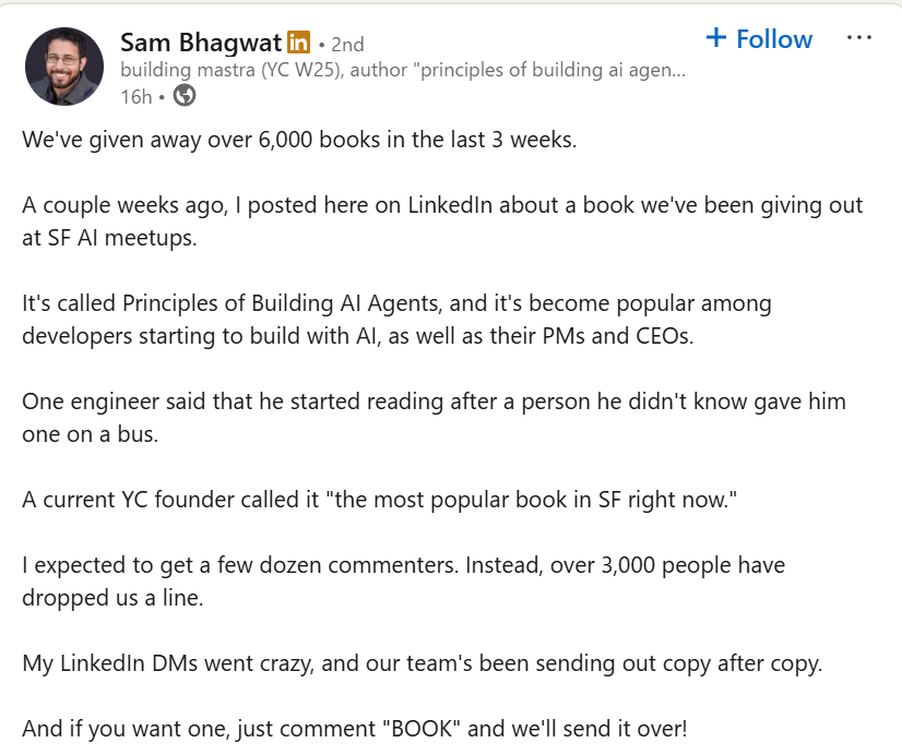 Kensuke_ee_JP's tweet image. After seeing @taro_f &apos;s post about @mastra_ai  founder giving his book to everyone who commented &quot; BOOK&quot;, I had to check it out. And found out over 7000 comments on LinkedIn. It appears to be the most popular book among SF developers. 

Crazy...