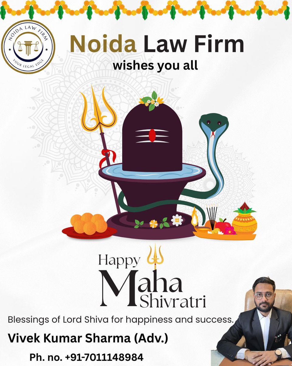 🕉️On this Maha Shivratri, Noida Law Firm extends heartfelt wishes for peace, prosperity, and fairness in every aspect of life.
⚖️ Let truth and dharma always prevail.
#MahaShivratri2025 #NoidaLawFirm #LegalAid #JusticeForAll #ShivratriBlessings #VivekKumarSharmaAdv #FreeLegalAid